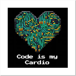 Code is My Cardio | Programmer Heartbeat Tech Posters and Art